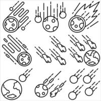 jeu d'icônes de l'espace style de contour troisième partie vecteur