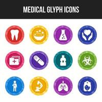jeu d'icônes de glyphe médical unique vecteur
