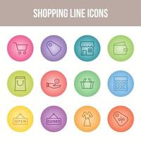 jeu d'icônes de ligne de magasinage unique vecteur