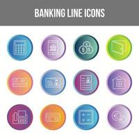 jeu d'icônes de ligne bancaire unique vecteur