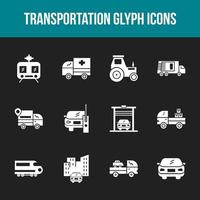 jeu d'icônes de glyphe de transport unique vecteur