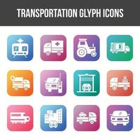 jeu d'icônes de glyphe de transport unique vecteur