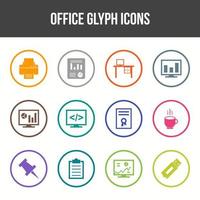 jeu d'icônes de glyphe de bureau unique vecteur