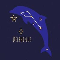 constellation de delphinus, forme d'étoile de dauphin vecteur