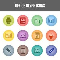 jeu d'icônes de glyphe de bureau unique vecteur