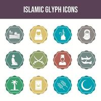 ensemble de 12 icônes vectorielles uniques islamiques vecteur