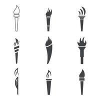 ensemble d'icônes isolées sur une torche à thème vecteur