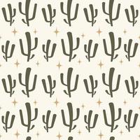 cactus d'été de modèle sans couture sur le désert avec des étoiles. pour tissu mode et tous imprimés sur fond sable beige clair vecteur