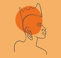 dessiner à la main le portrait d'une femme noire africaine aux couleurs sable. notion de diversité vecteur