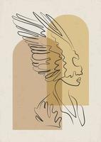 illustration minimaliste avec femme et ailes. signe du zodiaque vierge astrologique. décoration murale abstraite vecteur