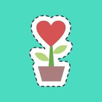 ligne d'autocollant plante en forme de coeur coupée. éléments de célébration de la saint-valentin. bon pour les impressions, les affiches, le logo, la décoration de fête, la carte de voeux, etc. vecteur