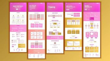 vecteur de conception de pages Web. graphique d'entreprise de site Web. interface réactive. modèle d'atterrissage. avenir du divertissement. menu des interfaces. stratégie futuriste. illustration