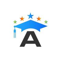 modèle de conception de logo d'éducation avec un modèle de vecteur de chapeau de diplômé de lettre