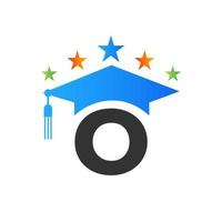 modèle de conception de logo d'éducation avec modèle de vecteur de chapeau de diplômé lettre o