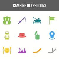 beau jeu d'icônes vectorielles de camping vecteur