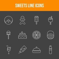 ensemble de ligne unique d'icônes de bonbons vecteur