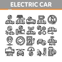 vecteur de jeu d'icônes de collection de transport de voiture électrique