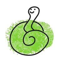 dessin d'empreintes digitales d'un drôle de portrait de reptile de serpent vecteur