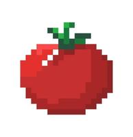 tomate mûre avec feuille, produits pixel veggies vecteur