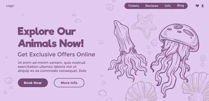 explorez nos animaux maintenant, sites Web de billets de zoo vecteur