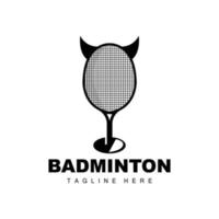 logo de badminton, vecteur de jeu de sport avec raquette de volant, conception de branche de sport, icône de modèle