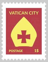 cachet de la poste ou carte postale avec croix du symbole du vatican vecteur