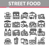 icônes de collection de nourriture et de boisson de rue définies vecteur
