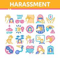 vecteur de jeu d'icônes de collection de harcèlement sexuel
