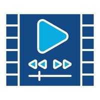 icône de deux couleurs de glyphe de lecteur vidéo vecteur