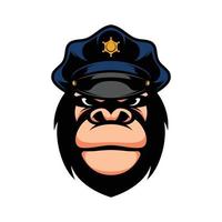nouveau design de mascotte de police de gorille vecteur