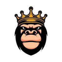 nouveau design de mascotte de couronne de gorille vecteur