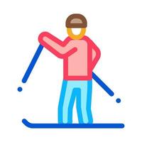 illustration de contour vectoriel icône ski skieur