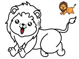 caricature de lion pour coloriage vecteur