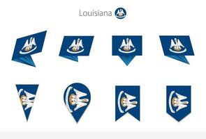 collection de drapeaux de l'état de la louisiane aux états-unis, huit versions des drapeaux vectoriels de la louisiane. vecteur
