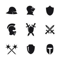 ensemble d'icônes isolées sur un thème symboles de guerre vecteur
