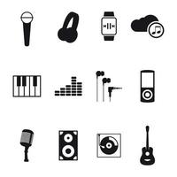 ensemble d'icônes isolées sur un thème musical vecteur