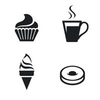 ensemble d'icônes noires isolées produits de boulangerie sucrés et desserts sur fond blanc vecteur