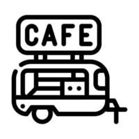 café, remorque, ligne, icône, vecteur, illustration, noir vecteur