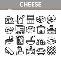 icônes de collecte de nourriture laitière fromage set vector