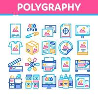 icônes de service d'impression de polygraphie définies vecteur