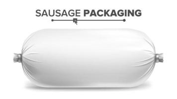 emballage pour vecteur de saucisse. emballage en plastique blanc pour produit carné. illustration isolée