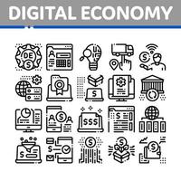 économie numérique et icônes e-business set vector