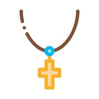 croix chrétienne sur l'illustration du contour vectoriel de l'icône du cou