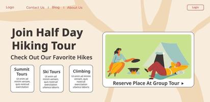 rejoignez la randonnée d'une demi-journée, le site Web du tourisme d'escalade vecteur