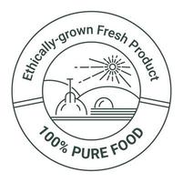 produit frais cultivé de manière éthique, label pure food vecteur