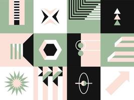 formes géométriques et formes abstraites en motif carré, imprimé ou sans couture vecteur