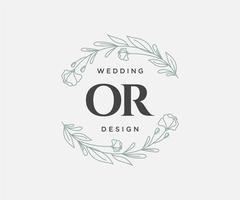 ou initiales lettre collection de logos de monogramme de mariage, modèles minimalistes et floraux modernes dessinés à la main pour cartes d'invitation, réservez la date, identité élégante pour restaurant, boutique, café en image vectorielle vecteur