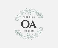 oa initiales lettre mariage monogramme logos collection, modèles minimalistes et floraux modernes dessinés à la main pour cartes d'invitation, réservez la date, identité élégante pour restaurant, boutique, café en image vectorielle vecteur