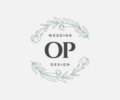 op initiales lettre mariage monogramme logos collection, modèles minimalistes et floraux modernes dessinés à la main pour cartes d'invitation, réservez la date, identité élégante pour restaurant, boutique, café en image vectorielle vecteur