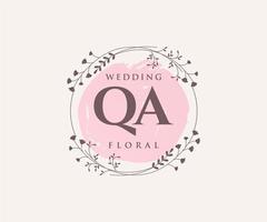 qa initiales lettre modèle de logos de monogramme de mariage, modèles minimalistes et floraux modernes dessinés à la main pour cartes d'invitation, réservez la date, identité élégante. vecteur